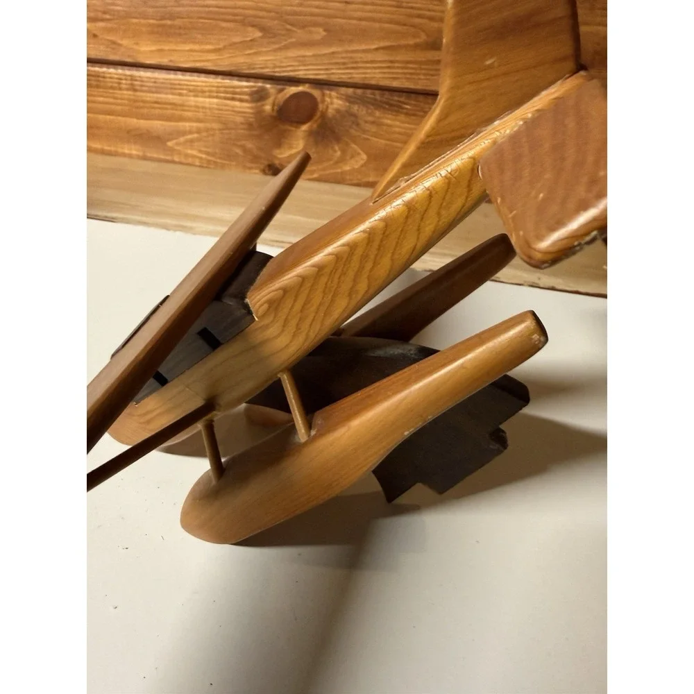 Vintage MCM Carved Wood Airplane Seaplane Model | Parts/Repair/Replacement Only